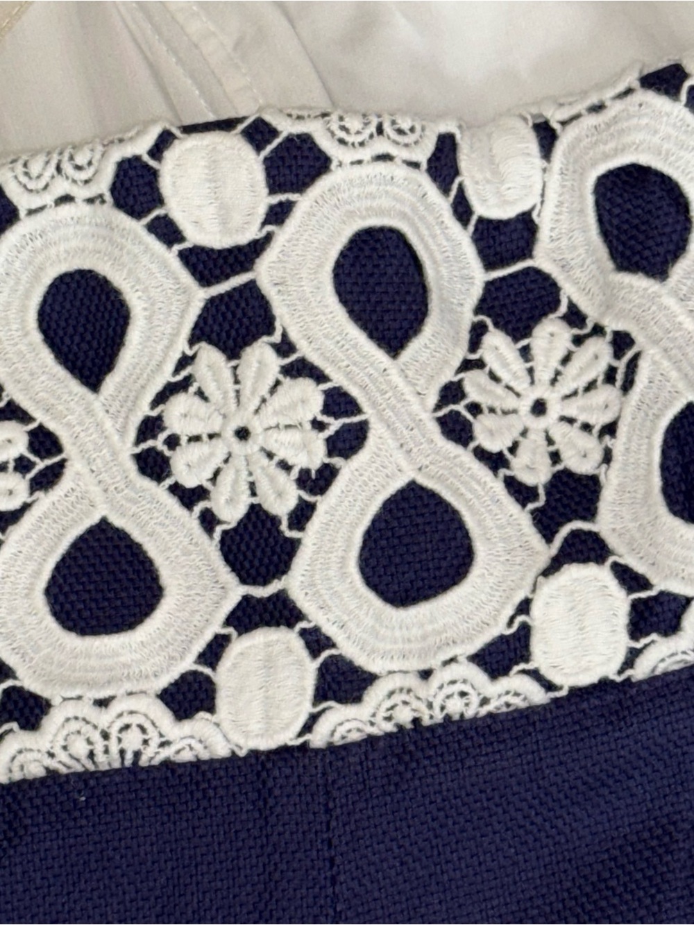 Lilly Pulitzer 6 Strapless Navy Dress White Crochet Bodice Shift Dress - Picture 4 of 7